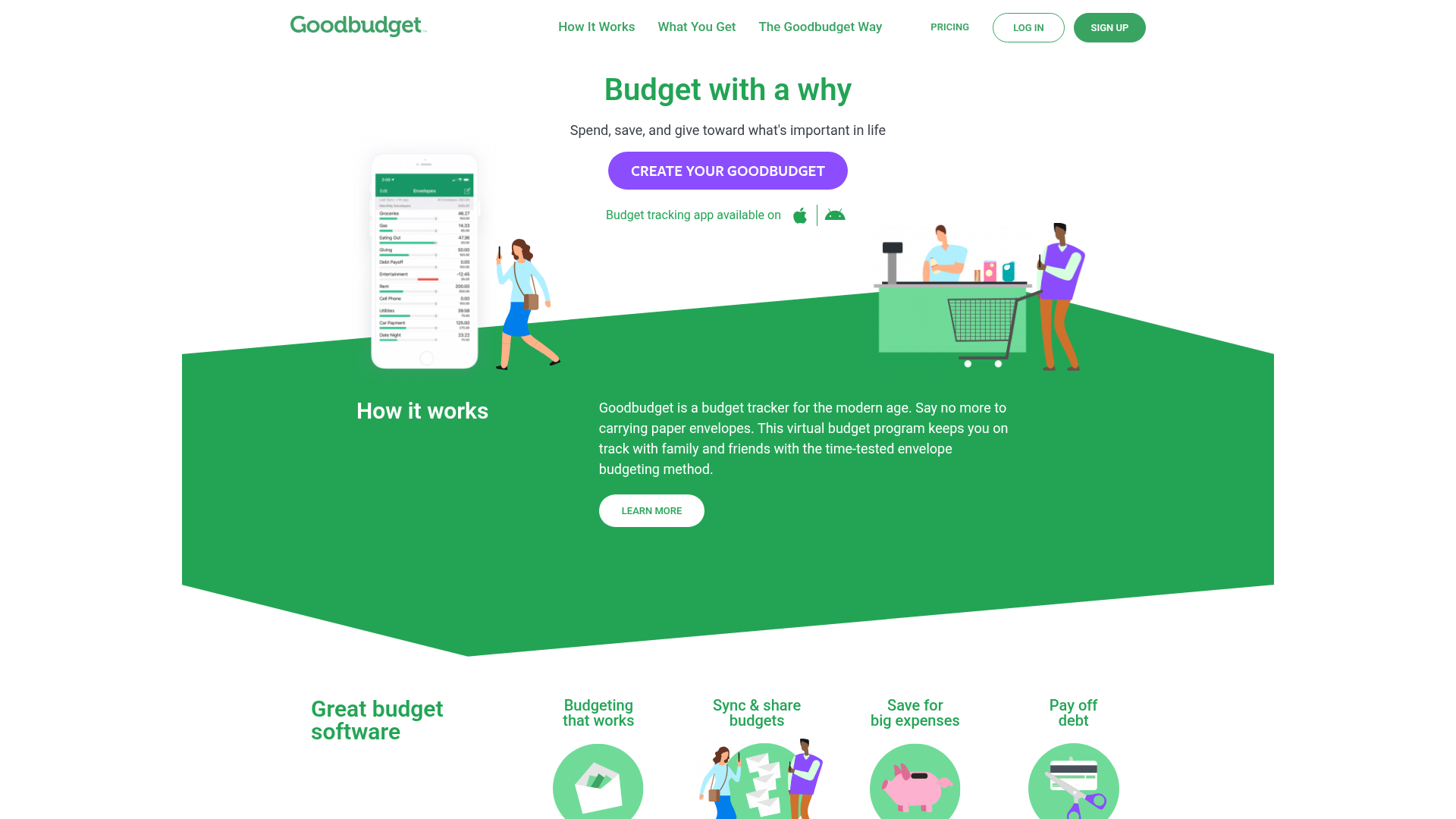 Screenshot of a mobile budgeting app dashboard showing spending categories and account balances.