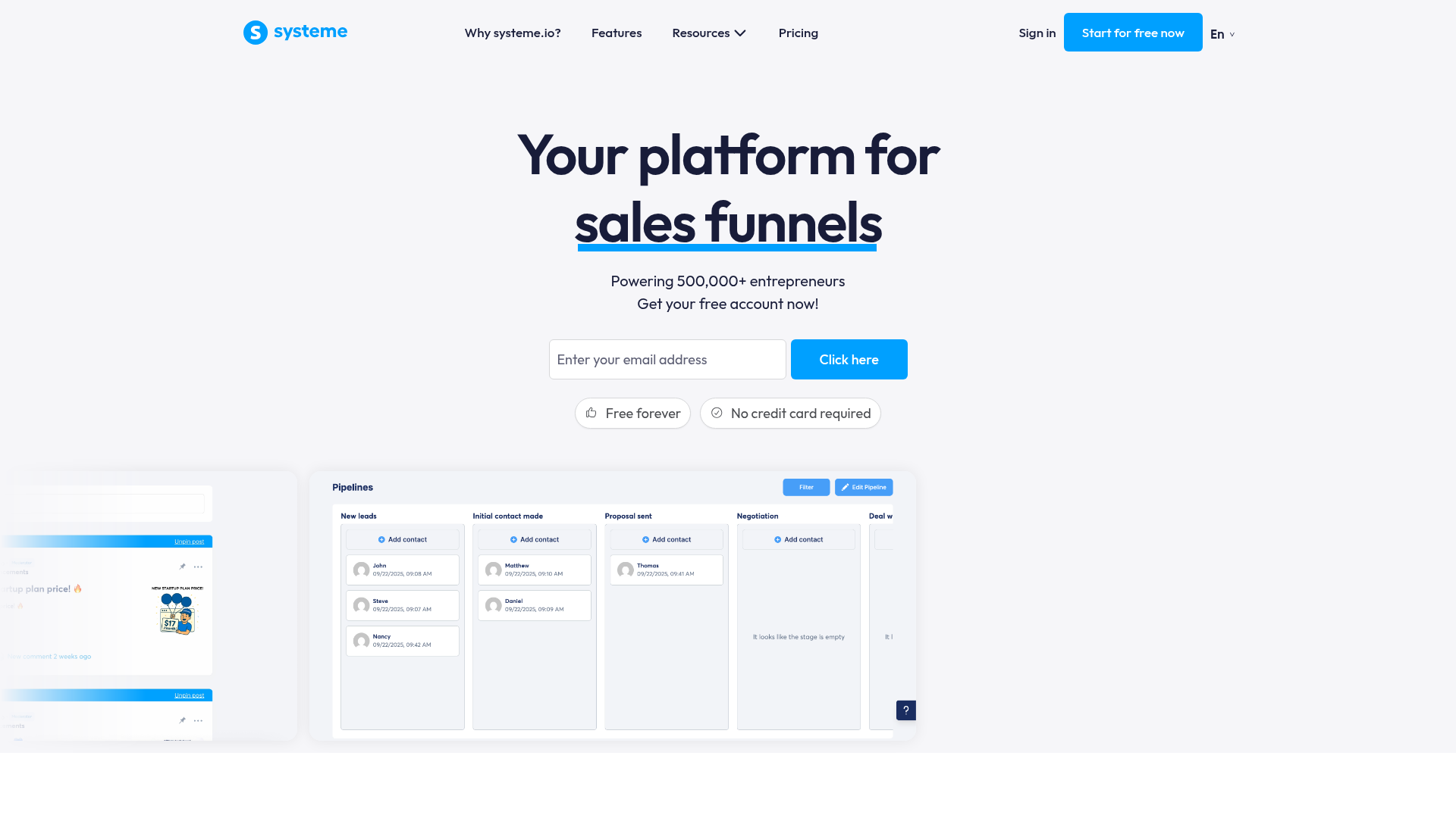 Systeme.io screenshot