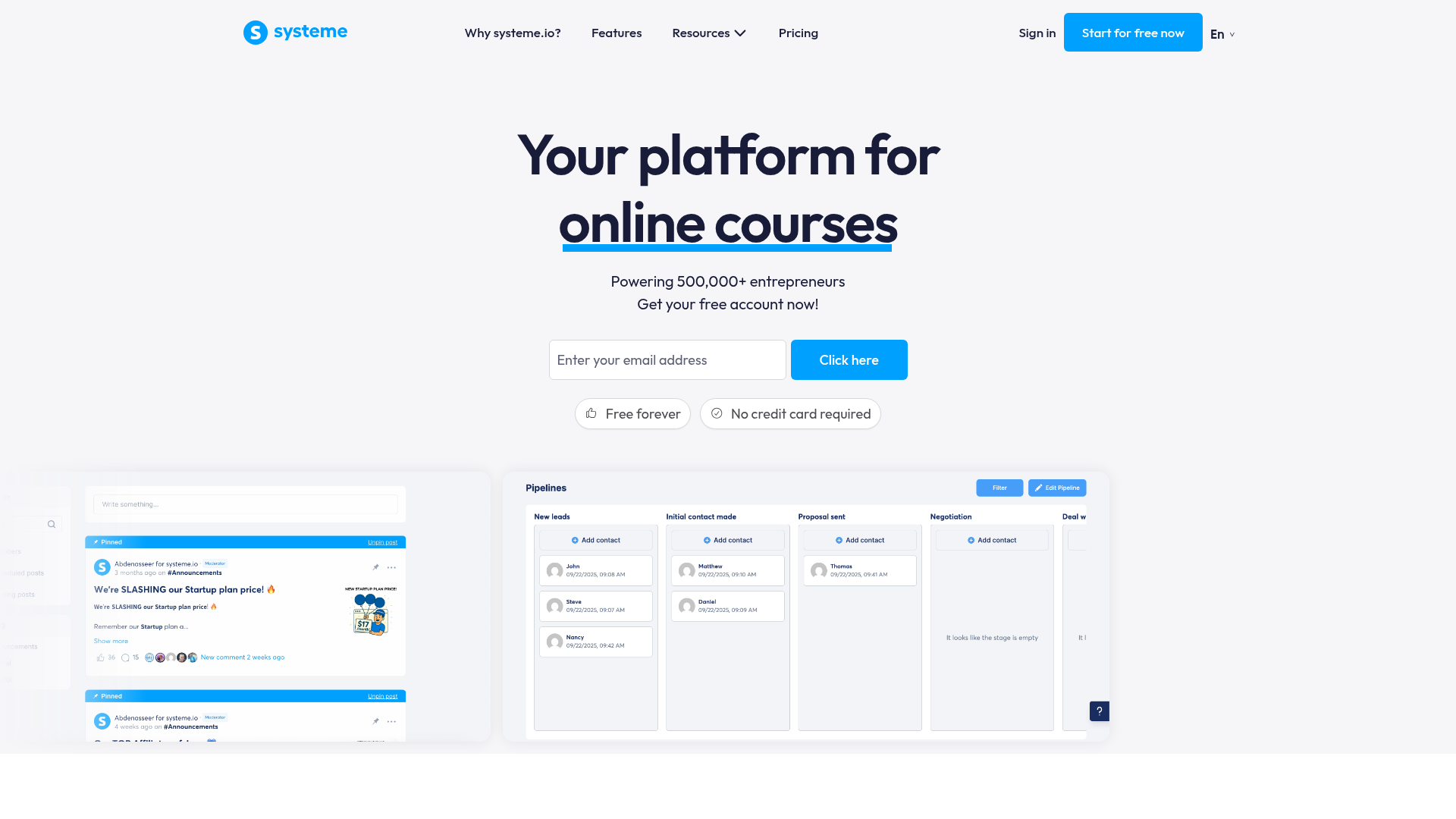 Systeme.io screenshot
